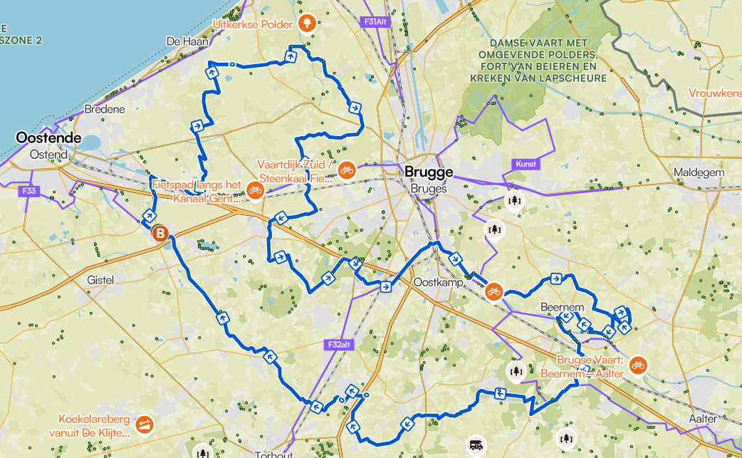 Parcourskaart Cyclo 126 km