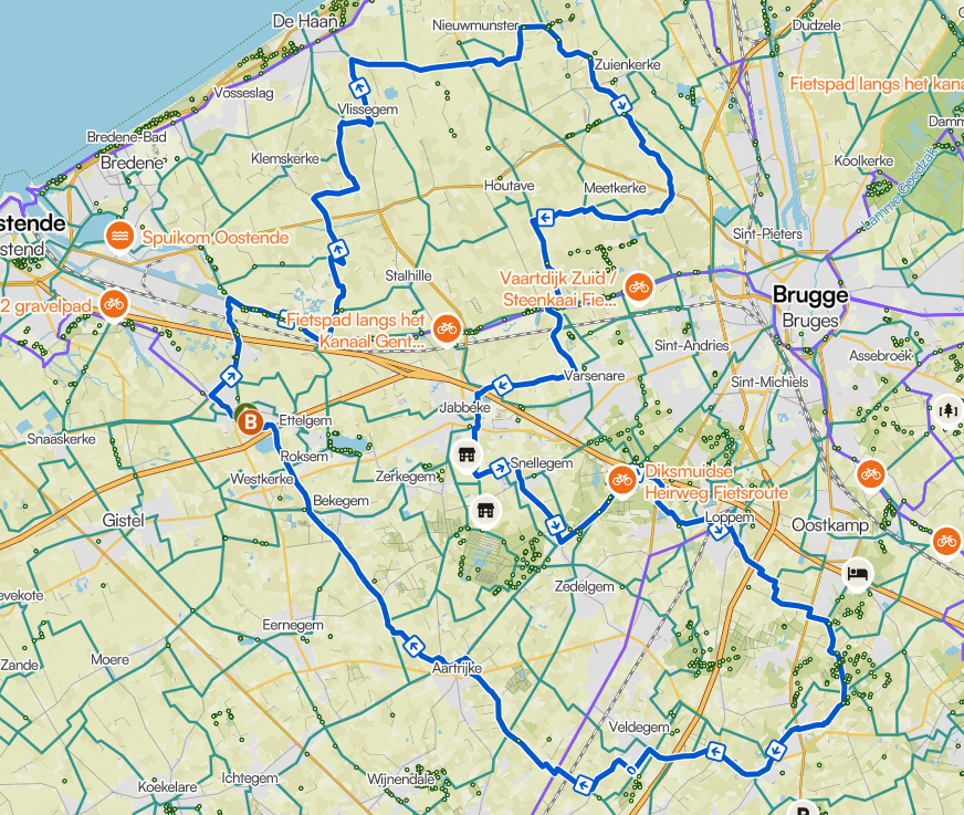 Parcourskaart Cyclo 87 km