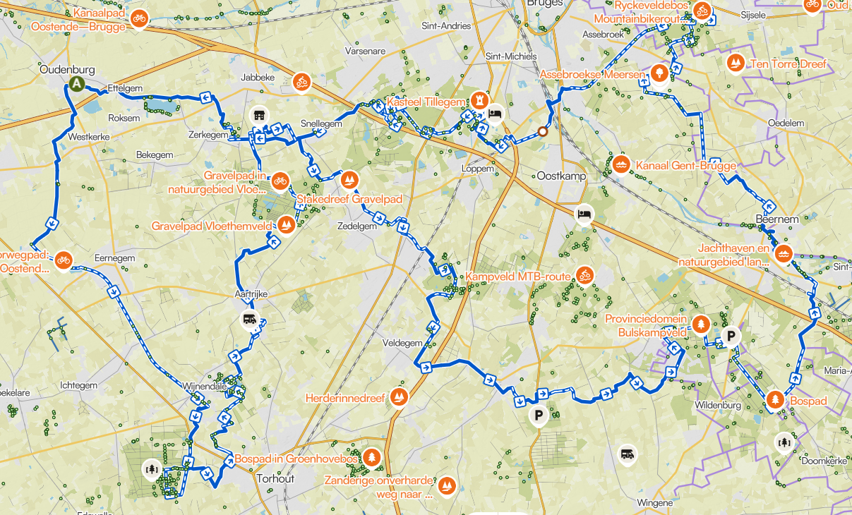 Parcourskaart Gravel 120 km