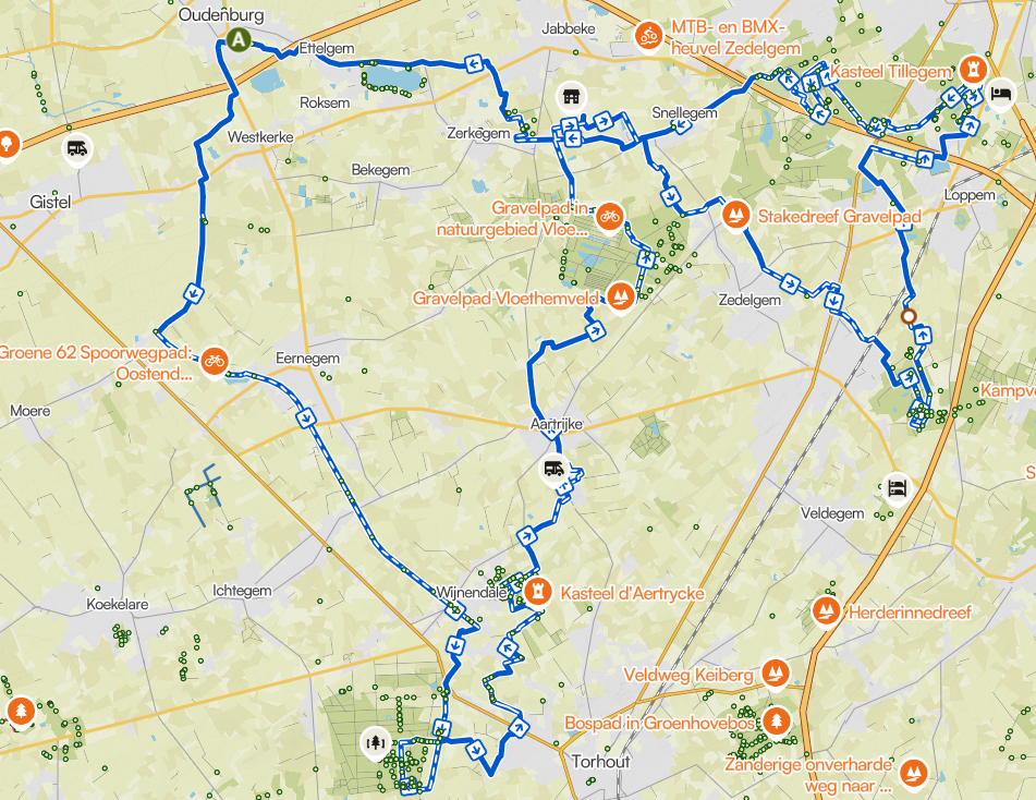 Parcourskaart Gravel 80 km