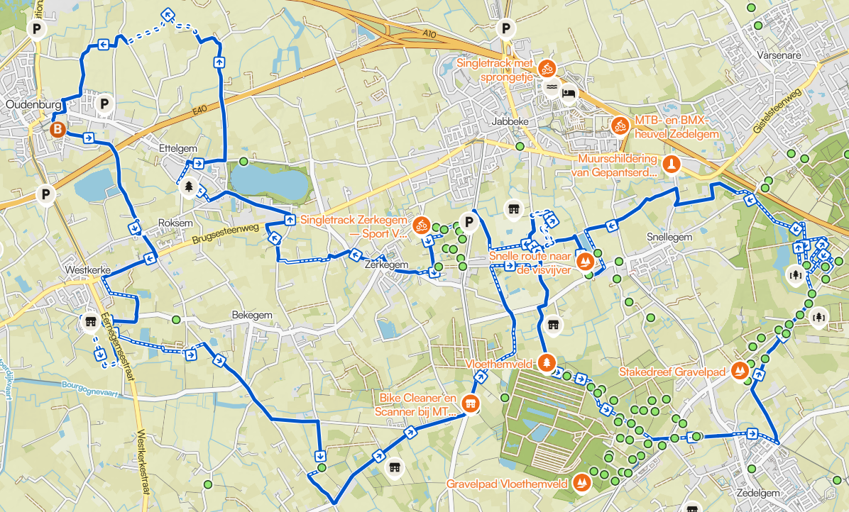Parcourskaart MTB 45 km
